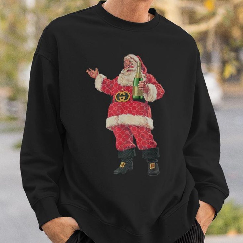 Boujee Santa with Gucci Belt Crewneck Sweater